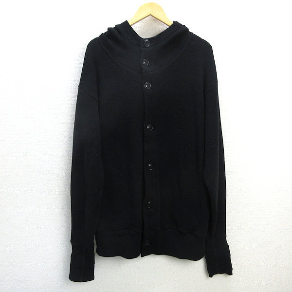 z■ズッカ/CABANE de zucca フルボタンニットパーカー【M】黒/men's/3【中古】■_画像1