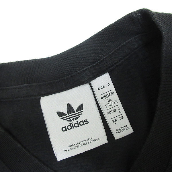 z■アディダス/adidas オリジナルス ロゴプリントクルーネックTシャツ【L】黒/men's/36【中古】■_画像2