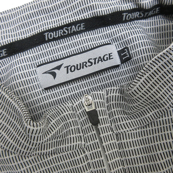 z■ツアーステージ/TOURSTAGE 半袖ドライポロシャツ ゴルフウエア【LL】黒/men's/93【中古】■_画像2