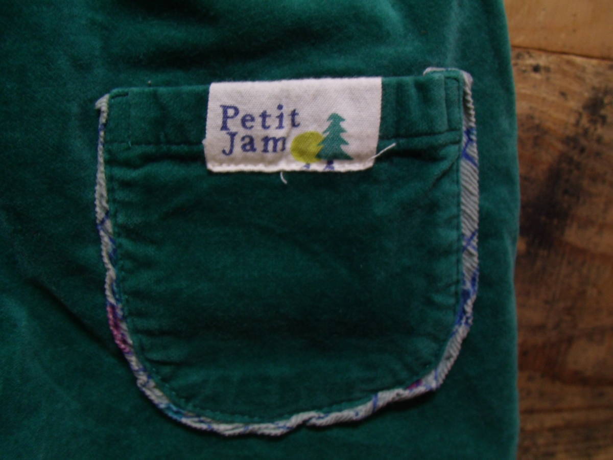全国送料無料 プチジャム petit jam F.O.インターナショナル製 子供キッズベビー女の子 緑ベロア素材刺繍入りキュロットパンツ 80_画像6