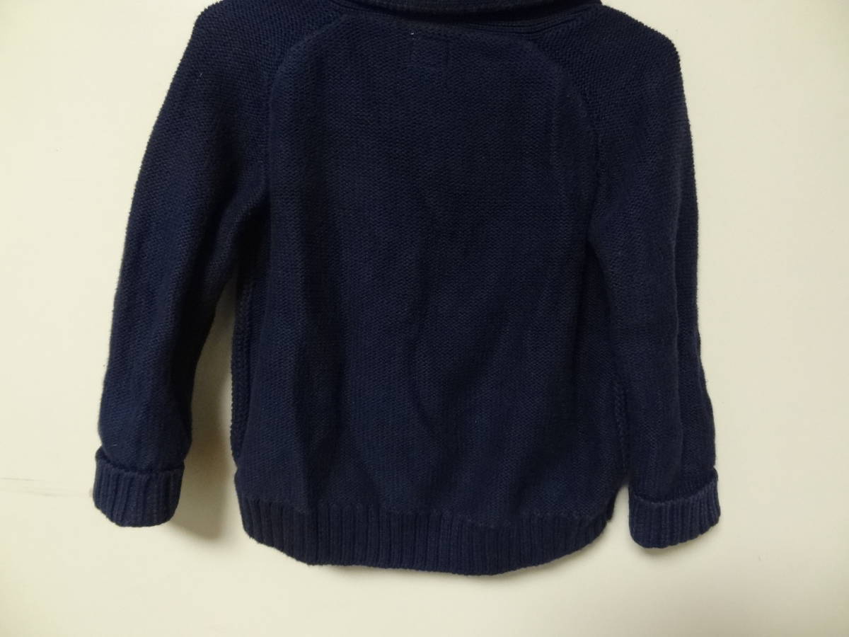 全国送料無料 ベビーギャップ baby Gap 子供服キッズベビー 紺色へちま襟 綿100%素材 縄編みニットカーディガン 80(12-18m)_画像10