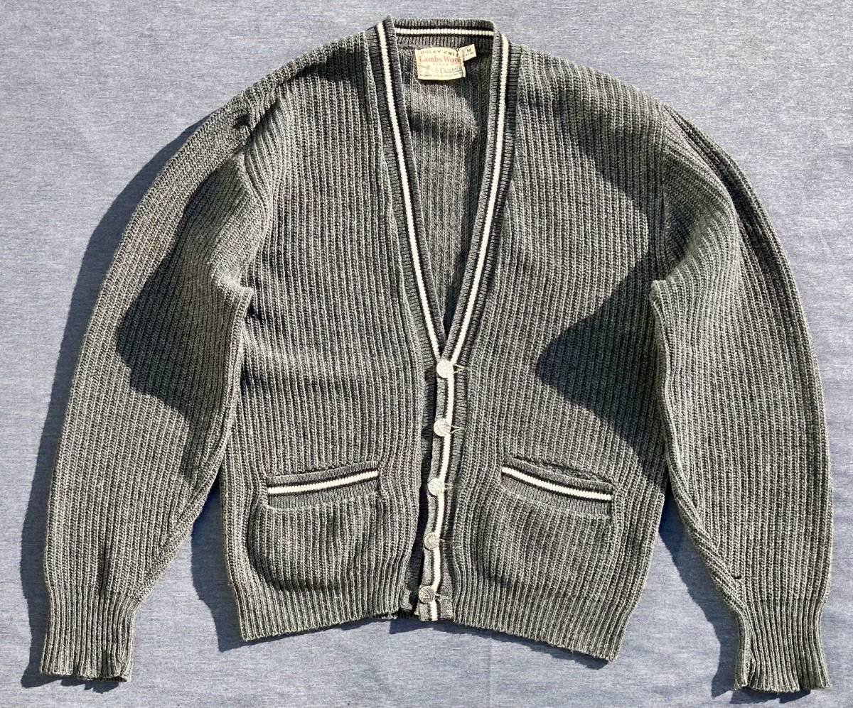 60s Vintage CAMPUS campus cardigan M gray 