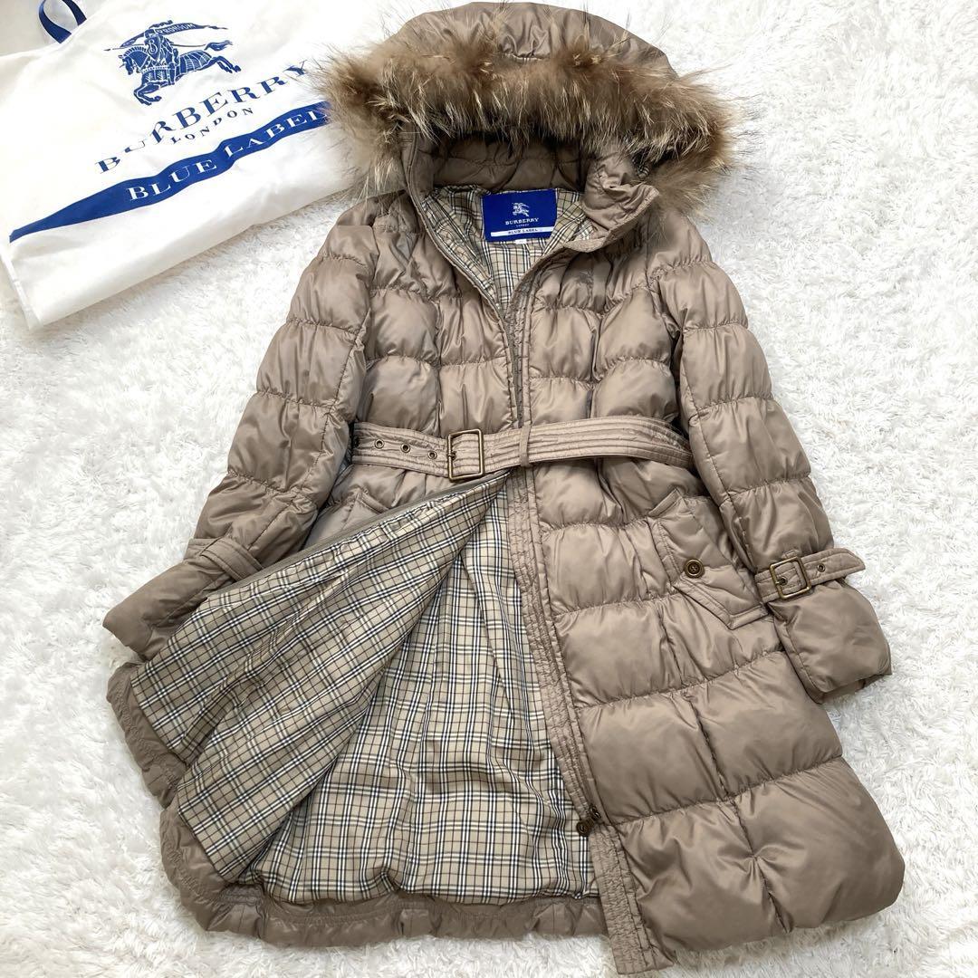 美品 BURBERRY BLUE LABEL バーバリーブルーレーベル ロングダウン