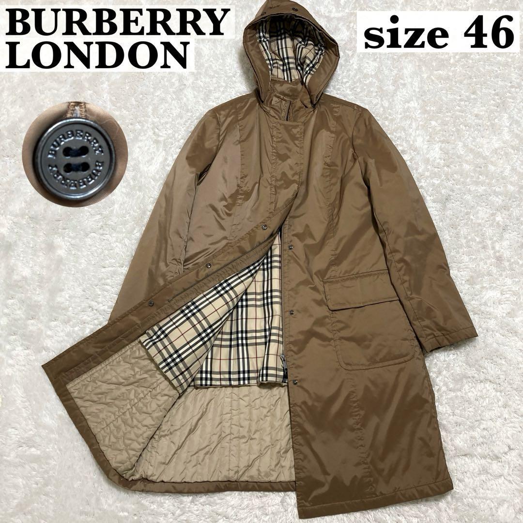 美品 BURBERRY LONDON バーバリーロンドン 大きいサイズ46 3XL相当 ダウンコート ロングコート フード 4way ライナー ノバチェック_画像1