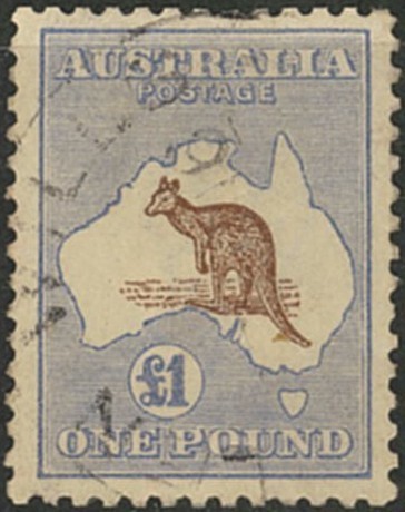 当店だけの限定モデル 外国切手　使用済み　オーストラリア　1915-24年　カンガルー地図　￡１ オセアニア
