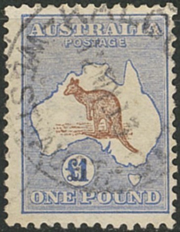 外国切手　オーストラリア　使用済み　1913年　カンガルー地図　￡１