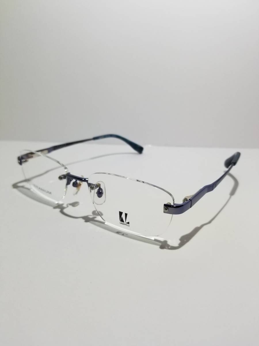 未使用 眼鏡 メガネフレーム LAGERFELD 88-0904 4 チタン 軽量 オシャレ シンプル フチなし スクエア型 メンズ レディース 52口18-140 H-1_画像1