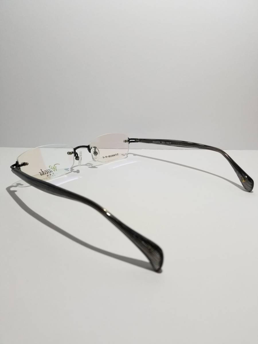 未使用 眼鏡 メガネフレーム WASEDA WS-1301P チタン 金属フレーム スクエア型 フチなし 軽量 男女兼用 メンズ レディース 53口17-140_画像5