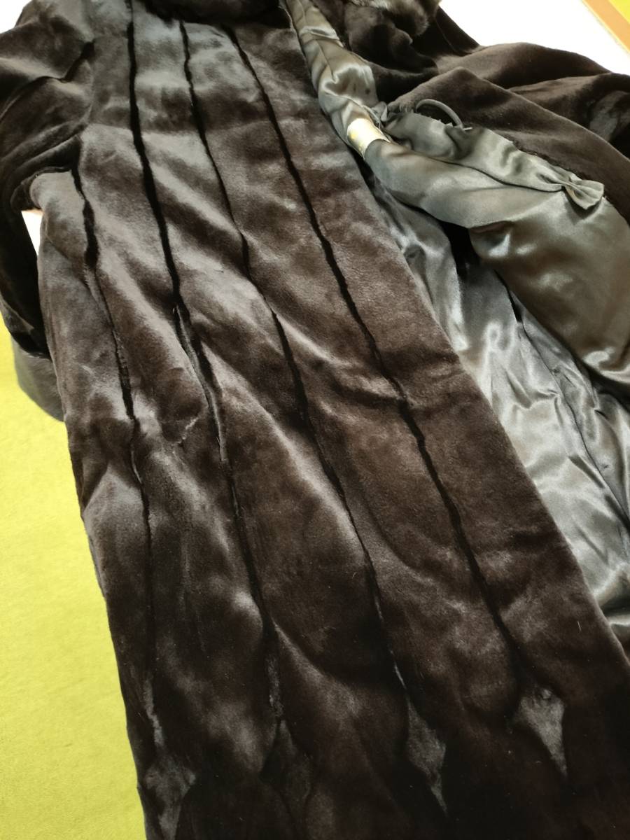 【未使用・タグ付】金サガ SAGA MINK シェアードミンク ロングコート 着丈125cm ブラック _画像8