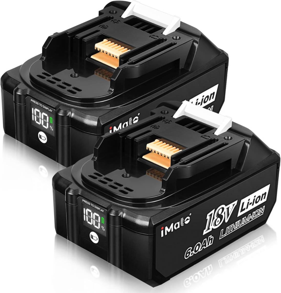 IMATO マキタ .18V バッテリー BL1860B 6.0Ah ％デジタル残量表示 電動工具リチウムイオンバッテリー BL1830 PSE認証済品 2個セット
