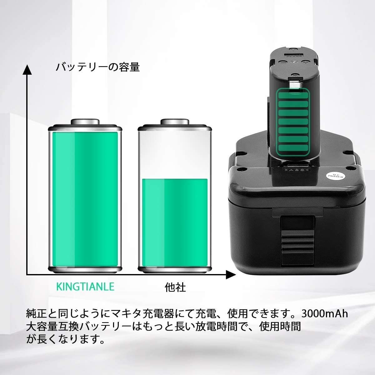 Akkopower 日立 12V バッテリー！ EB1214S 互換バッテリー 日立工機バッテリー 12v 3000mAh EB1212S 対応 ニッケル水素 二個セット_画像6