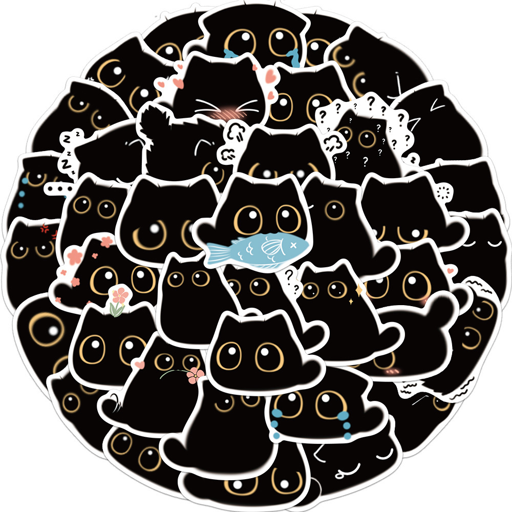黒猫　クロネコ　猫　ネコ　ニャー　にゃんこ　ペット　イラスト　かわいい　手帳カスタム　シール　ステッカー40枚SL_画像3