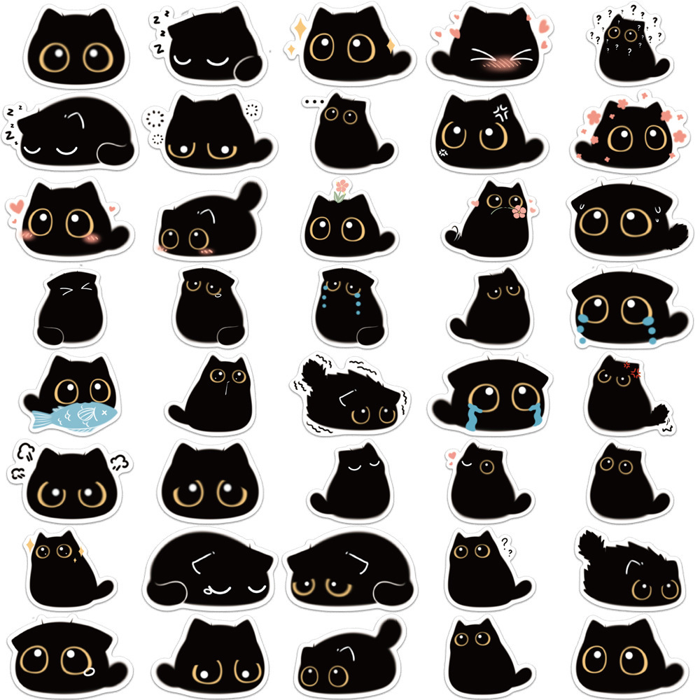 黒猫　クロネコ　猫　ネコ　ニャー　にゃんこ　ペット　イラスト　かわいい　手帳カスタム　シール　ステッカー40枚SL_画像2
