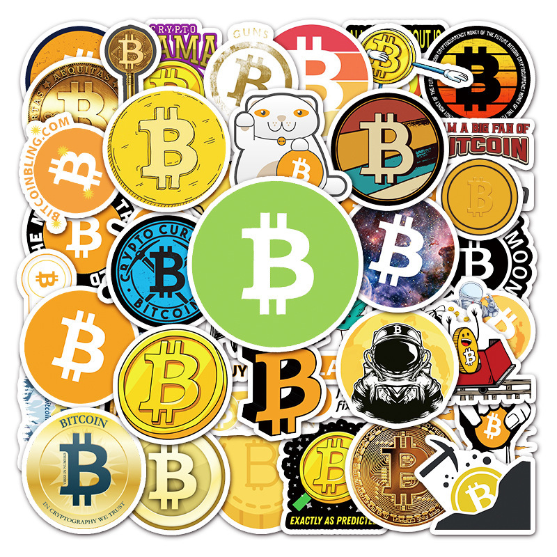 ビットコイン　仮想通貨　デジタル通貨　暗号通貨　公開鍵暗号　シール　ステッカー50枚YY_画像1