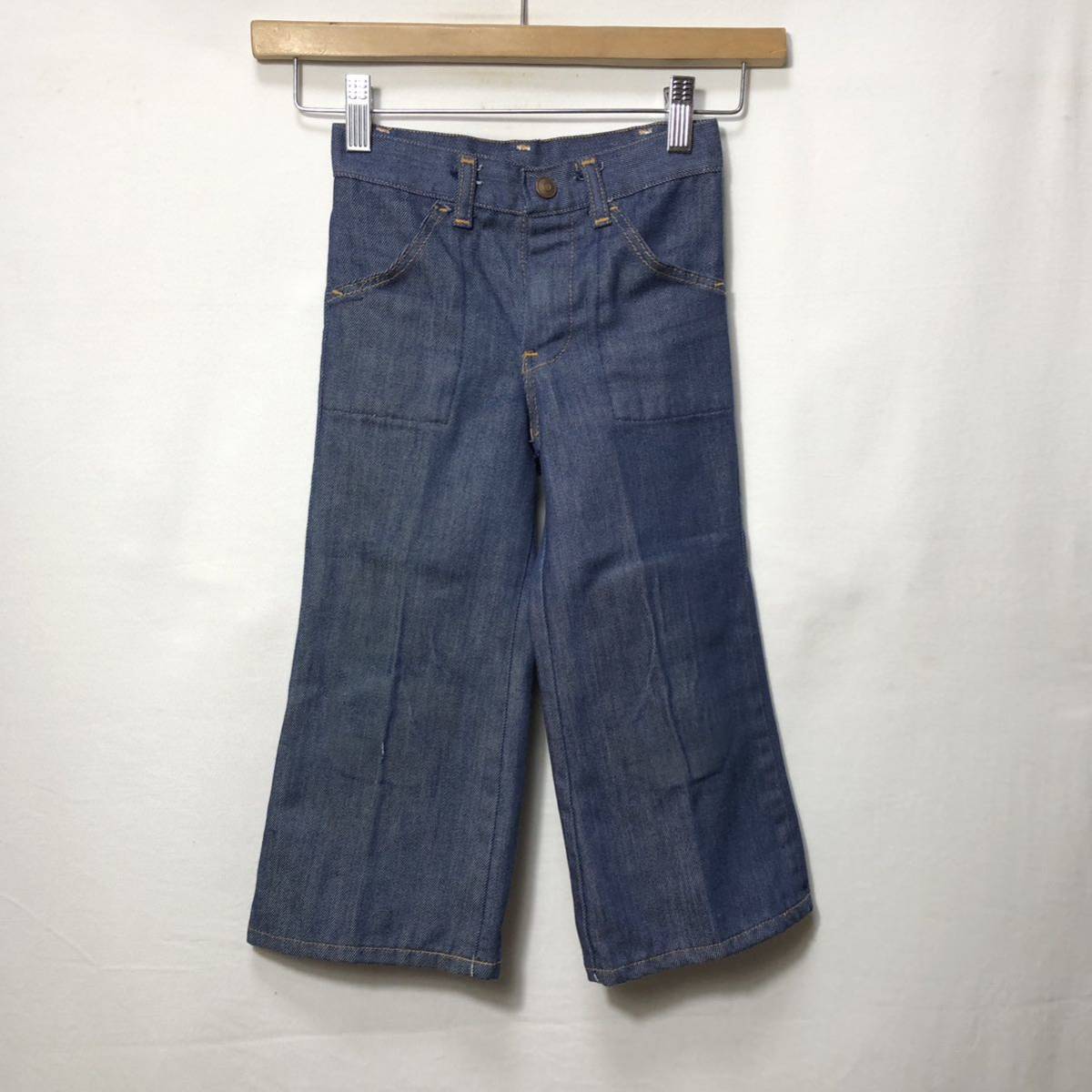 # детский Vintage поли . bat большой Baker карман ботинки cut Denim брюки размер 4 синий б/у одежда American Casual индиго Kids #