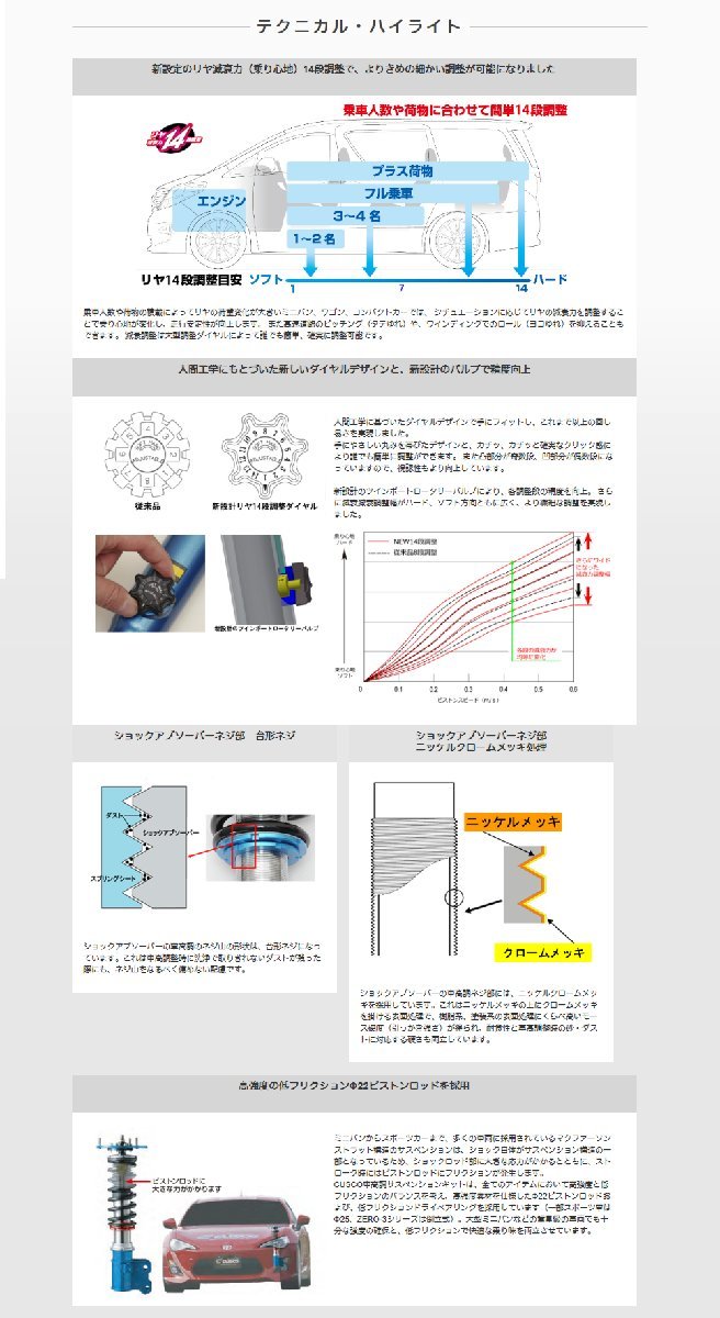 【CUSCO/クスコ】 車高調整サスペンションキット street Blue ニッサン ティーダ C11/JC11 [267-62K-CBF]_画像3