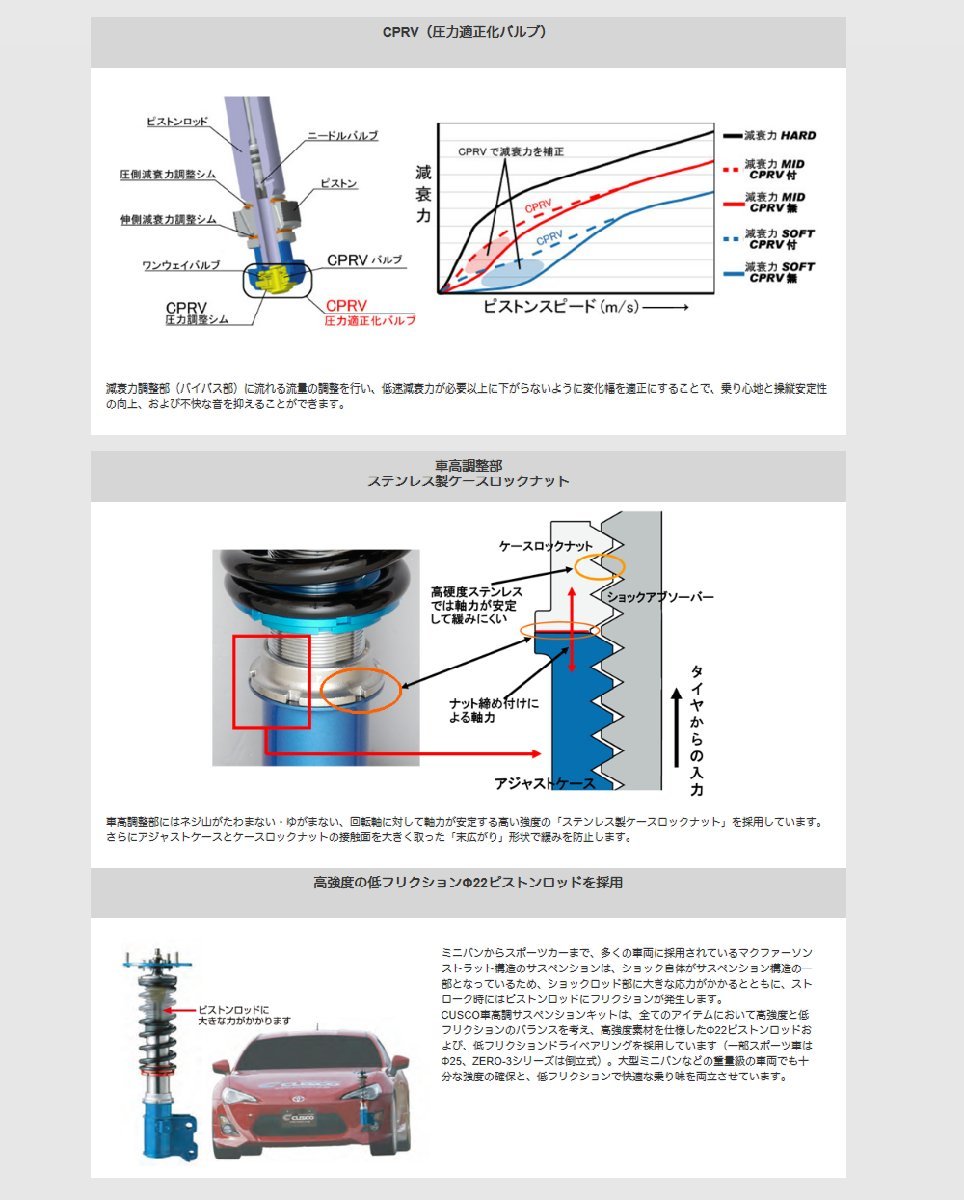 【CUSCO/クスコ】 車高調整サスペンションキット street ZERO A Red トヨタ スープラ JZA80 [164-61N-CN]_画像4