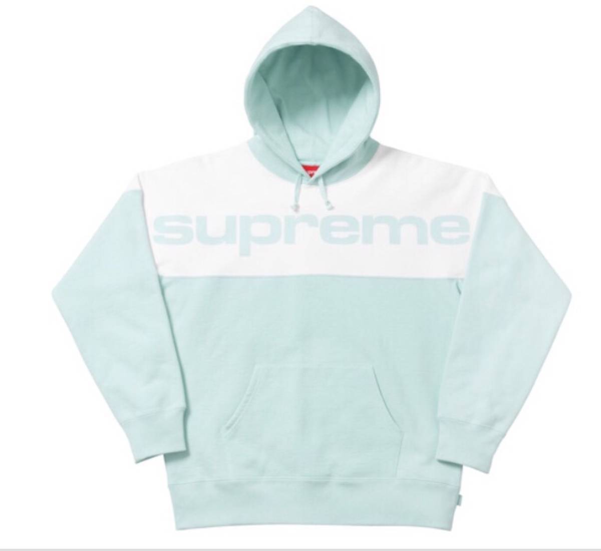 Supreme 17FW Week1 Blocked Hooded Sweatshirt Ice Blue Small 美中古 正規品タグ付 水色  Sサイズ シュプリーム パーカー ロゴ ブロックド