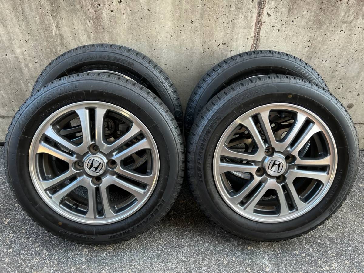 スタッドレスタイヤ　タイヤホイールセット　155/65R14 14インチ　4穴　ホンダ　N-BOX カスタム　純正ホイール_画像2