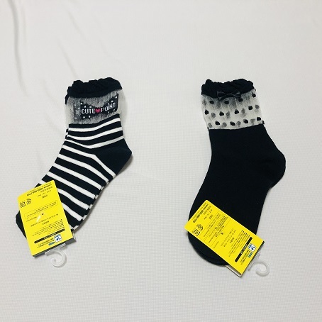 ★Girls socks / クールソックス　サイズ：19～24cm　のびのびサイズ　2足セット　ブラック_画像2