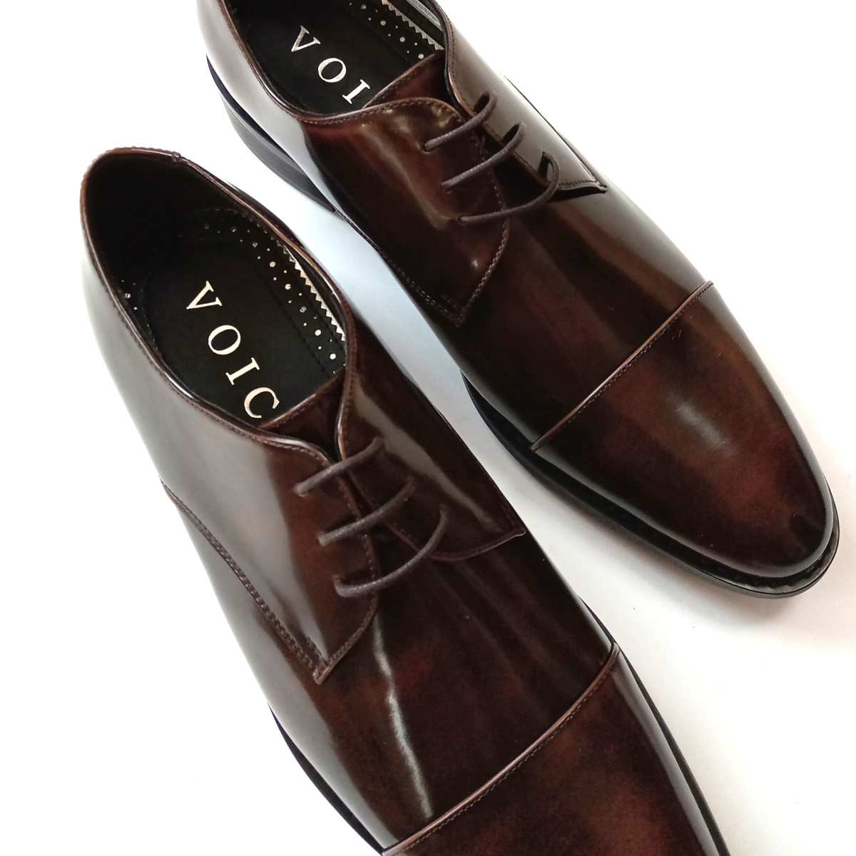 【V40】新品 VOICE ヴォイス ビジネスシューズ 紳士靴 本革 スムースレザー 24㎝ 日本製 革靴 ダークブラウン茶 シークレットインソールの画像3