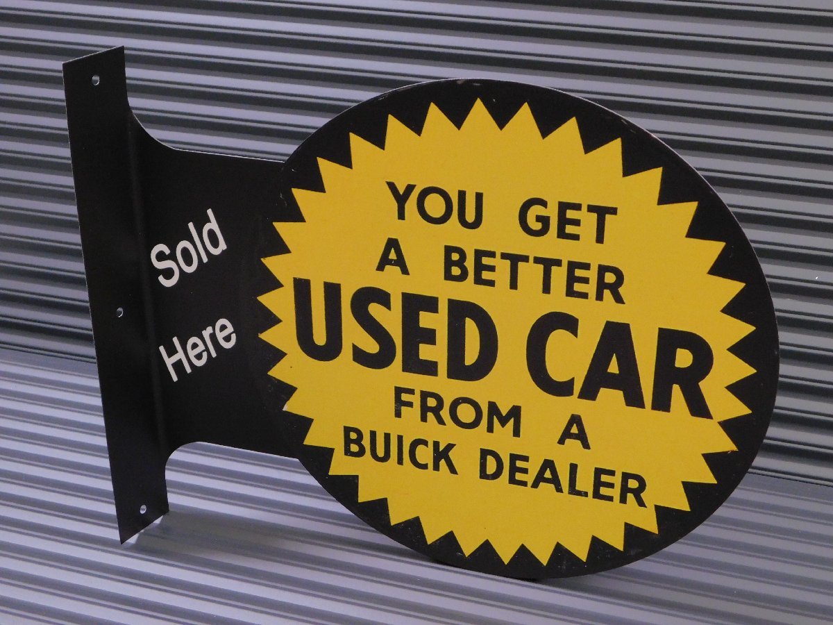 [USED CAD* used car ]*{ flange metal autograph * both sides print } american miscellaneous goods tin plate signboard garage 
