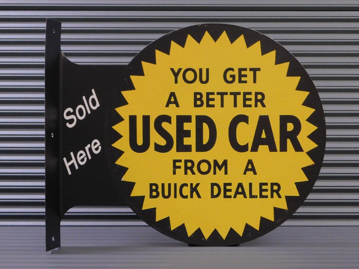 [USED CAD* used car ]*{ flange metal autograph * both sides print } american miscellaneous goods tin plate signboard garage 