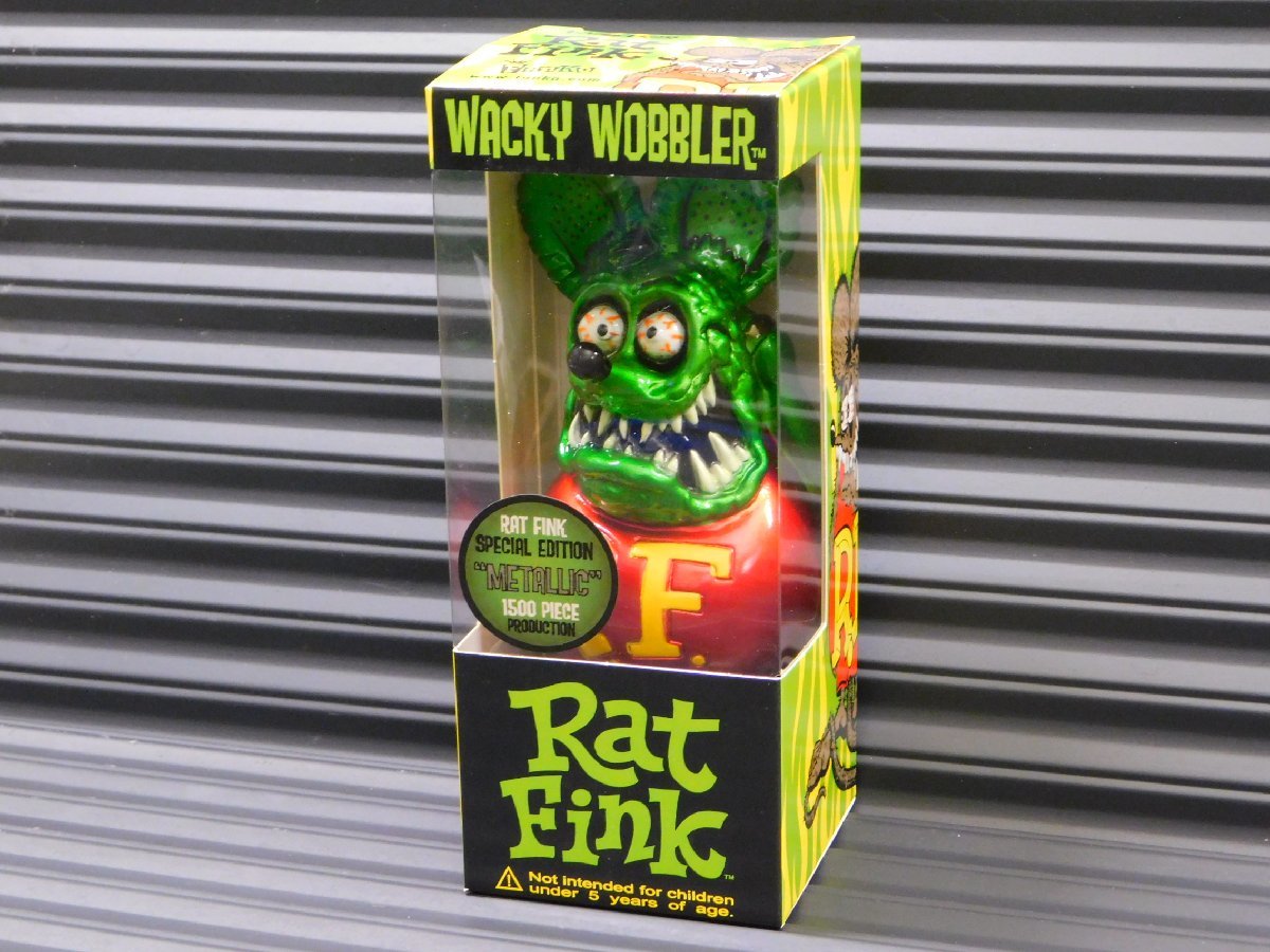 【Rat Fink・ラットフィンク】※《ボビングヘッド・メタリックグリーン》　アメリカン雑貨　フィギュア　FUNKO　緑_メタリックグリーン