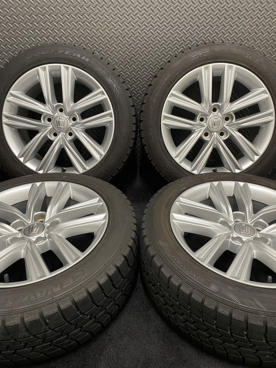 215/55R17 GOODYEAR/ICENAVI 6 19年製 トヨタ 210系 クラウン 純正 17インチ 7.5J＋40 114.3 5H スタッドレス 4本 グッドイヤー (1-B705)_画像1