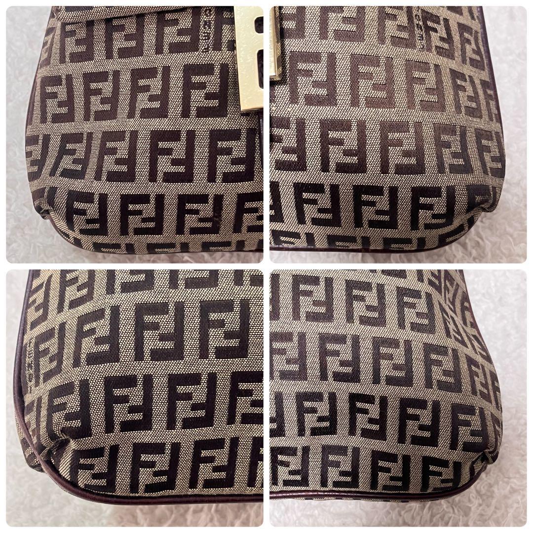 １円～ FENDI フェンディ ショルダーバッグ ポシェット マンマバケット ＦＦ金具 ズッカ柄 ズッキーノ クロスボディー 斜め掛け ブラウン_画像6