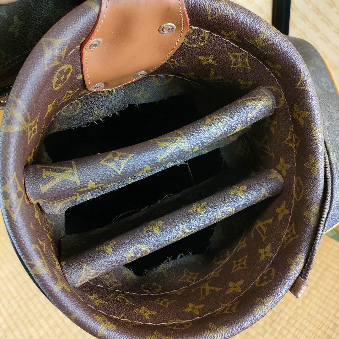 1円【激レア】ルイヴィトン/Louis Vuitton ゴルフバッグ カバー付 キャディー モノグラム ヴィンテージ レザー 本革 肩掛け クラブケース_画像6