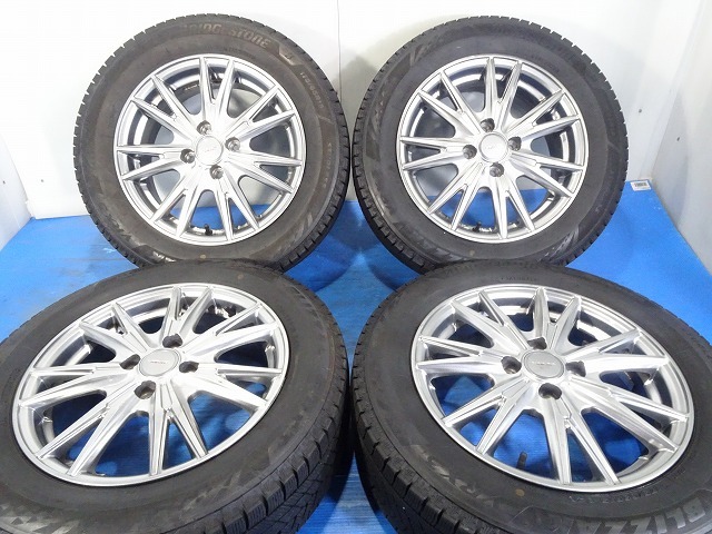 ★VELVA KEVIN★175/65R15 15x5.5J +42 4穴 100 中古タイヤホイール 4本 スタッドレス【福島発 送料無料】FUK-D12281★冬_画像1