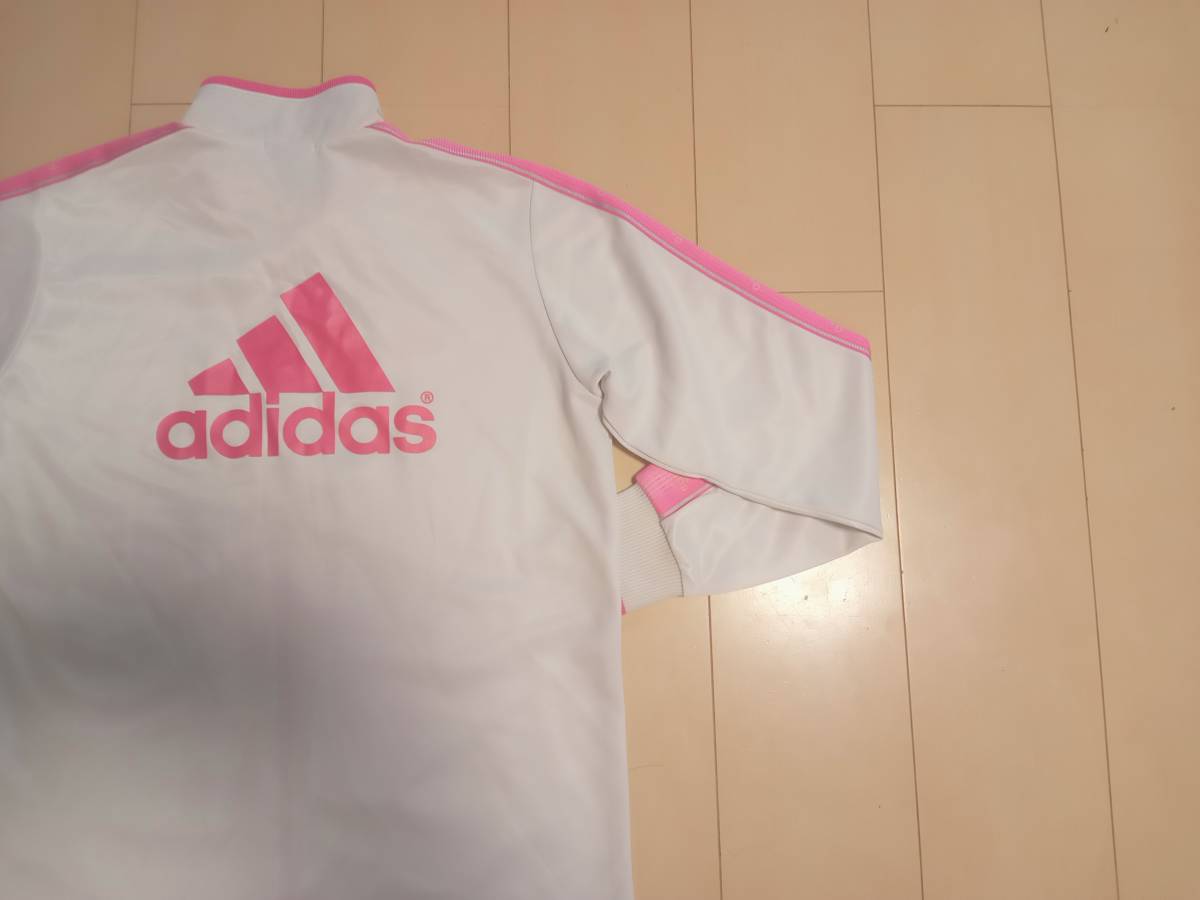 ほぼ新品【adidas】アディダス ジャージ上 限定モデル 白×ピンク Ｌサイズ 超美品 キャンペーン中_画像6