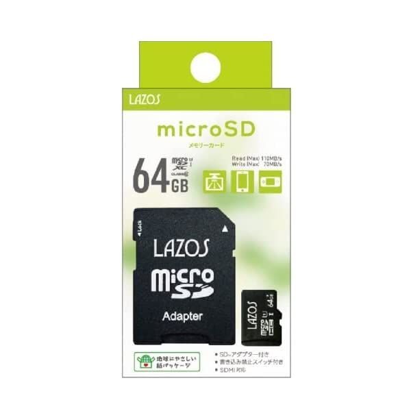 送料無料 LAZOS マイクロSDXC 64GB Speed Class10 U3_画像1