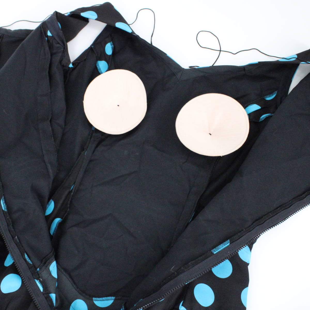 『送料無料』【フラメンコ衣装】ブラック×スカイブルー×水玉 ドレス 胸パット付き 大きく広がる裾 Flamenco タンゴの画像9
