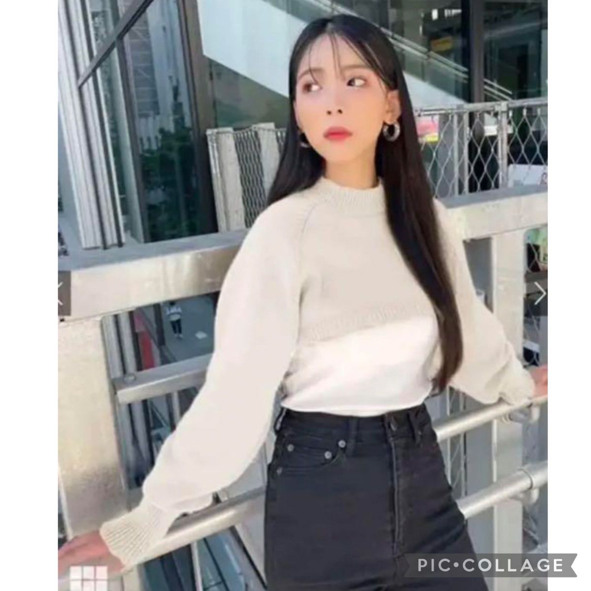 クロップド ニット セーター 長袖 アイボリー GRL グレイル クロップド ニット セーター 長袖 アイボリー GRL グレイル