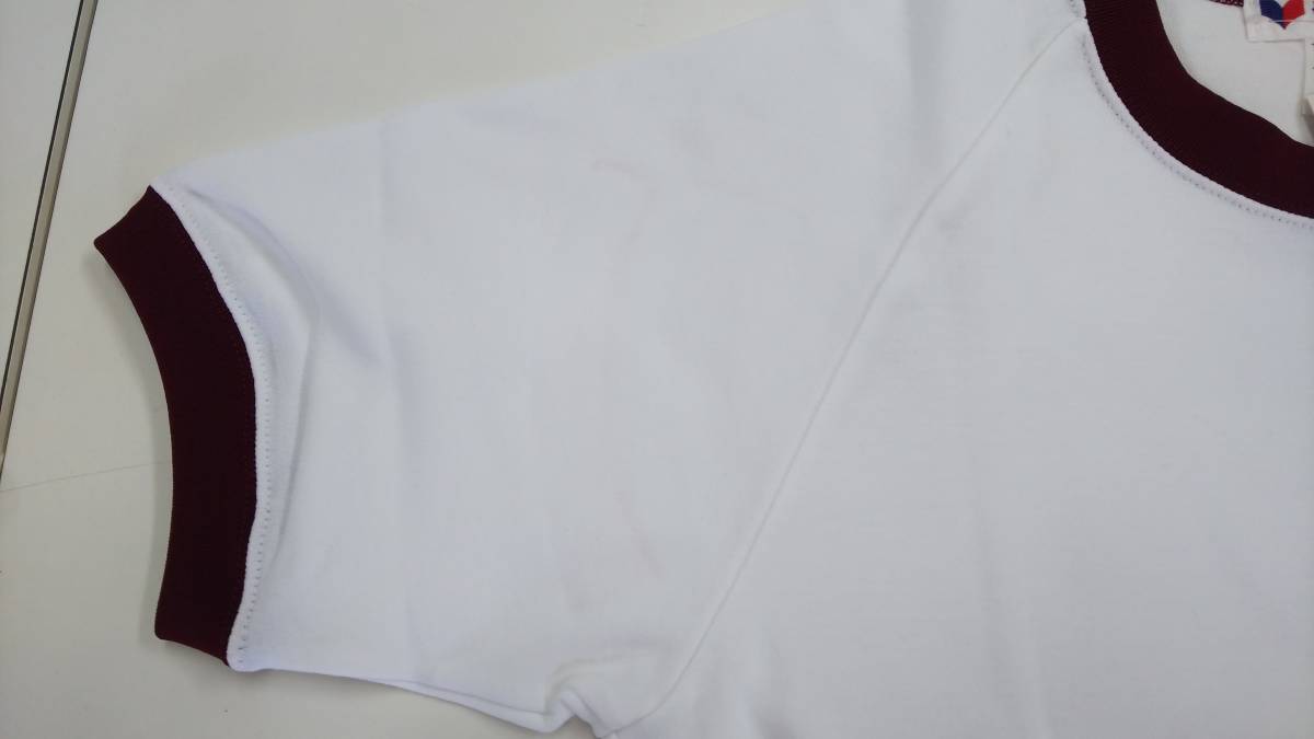VIGOR 半袖体操服 スクールクールネックシャツ Mサイズ 白×エンジ 新品未使用 　難あり_画像2
