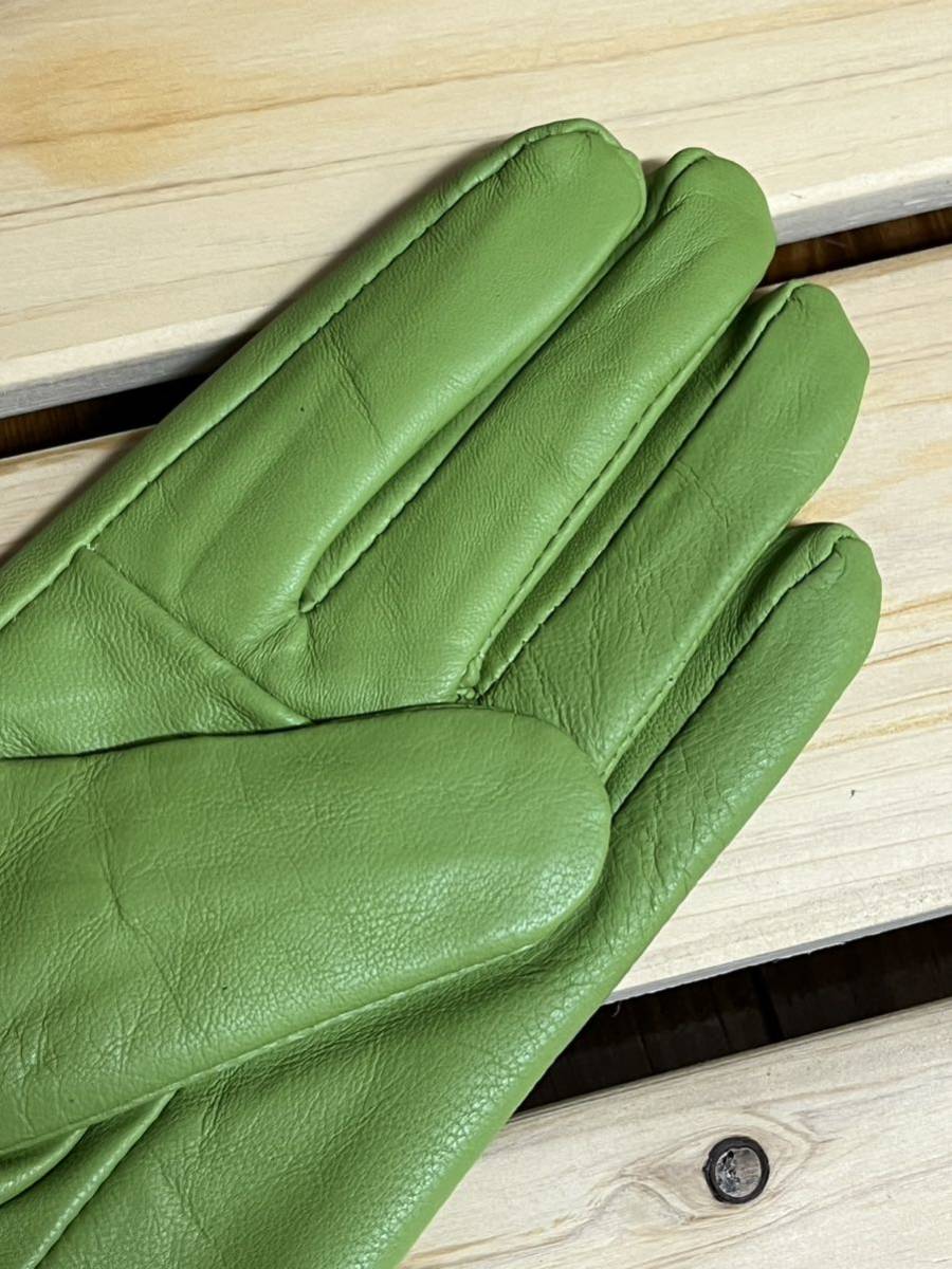 ◆送料無料◆新品◆革手袋レディース・レザーグローブ 裏起毛 シンプル　グリーン系_画像5