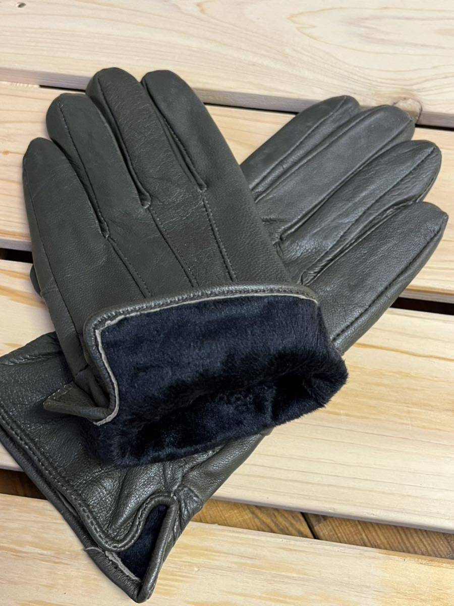 * free shipping * new goods * leather gloves lady's * leather glove reverse side nappy simple green group 