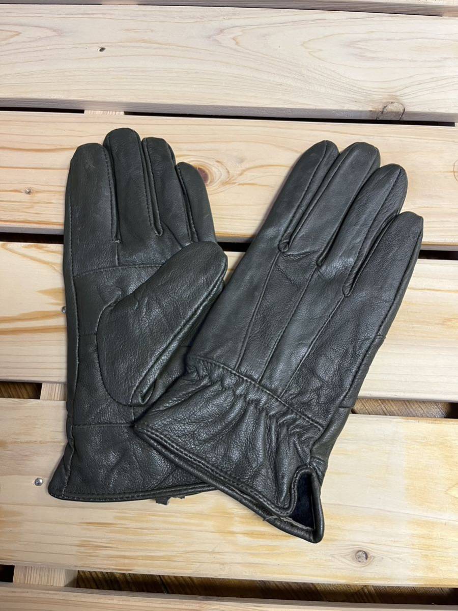 * free shipping * new goods * leather gloves lady's * leather glove reverse side nappy simple green group 