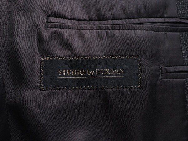 新品 STUDIO by DURBAN ダーバン Super100'S 艶感ウール100% マイクロドビー織柄 スーツAB6濃灰(97) 0400288_画像5