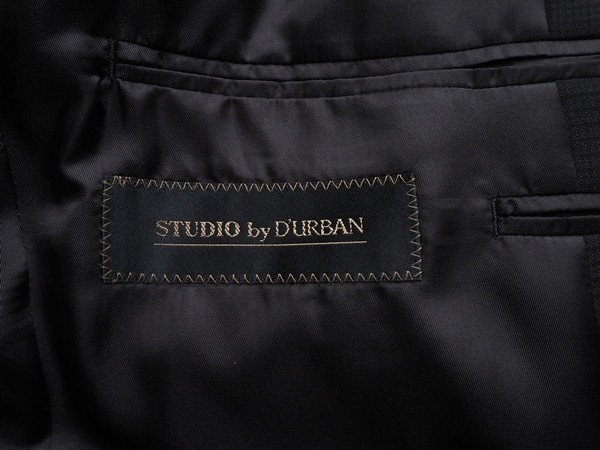 新品 STUDIO by DURBAN ダーバン Super100'S 艶感ウール100% シャドーチェック ツーパンツ スーツAB4黒(99) 0401084の画像5