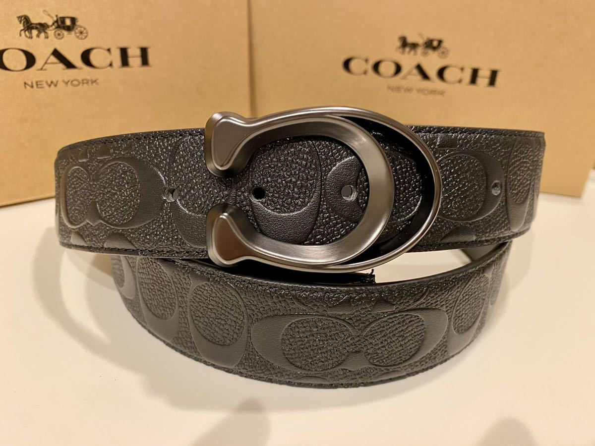 COACH コーチ　新品　リバーシブル　シグネチャー　バックル回転　フリーサイズ　紳士　ビジネス_画像7