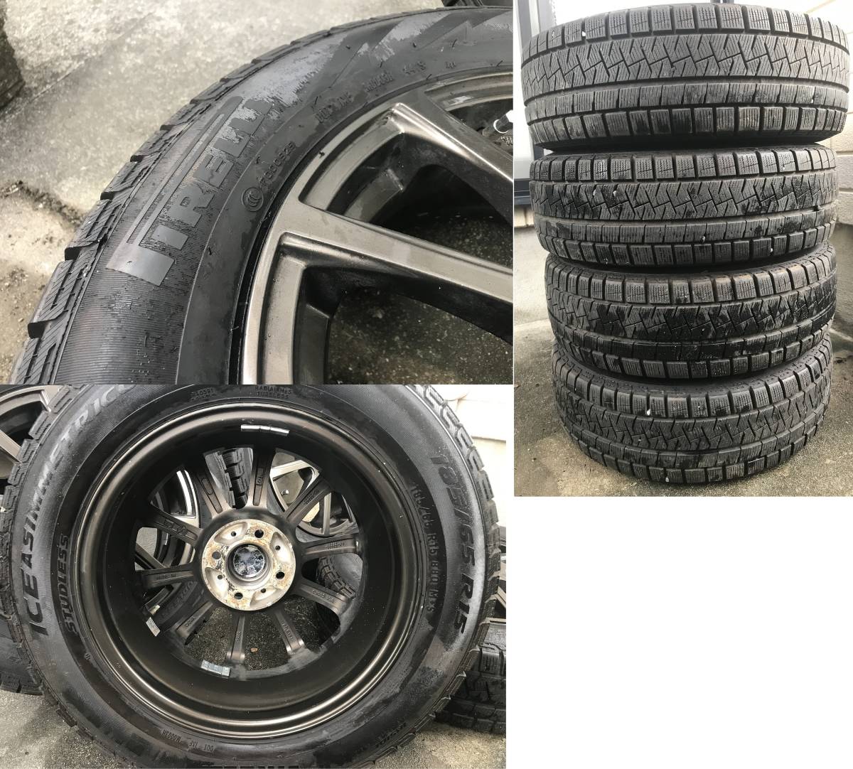 ＜スタッドレス＞ B-WIN 15インチアルミ 185/65R15 PIRELLI 2019年製 ブロンズカラー ICE ASIMMETRICO ノート フリード ティーダ_画像7