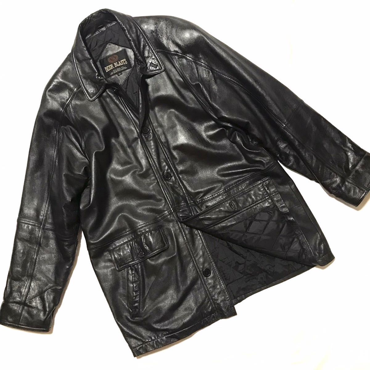 BEER BLASTS LL XL 羊革 メンズ レザーハーフコート 黒 ブラック BEER BLASTS LL XL 羊革 メンズ レザーハーフコート 黒 ブラック