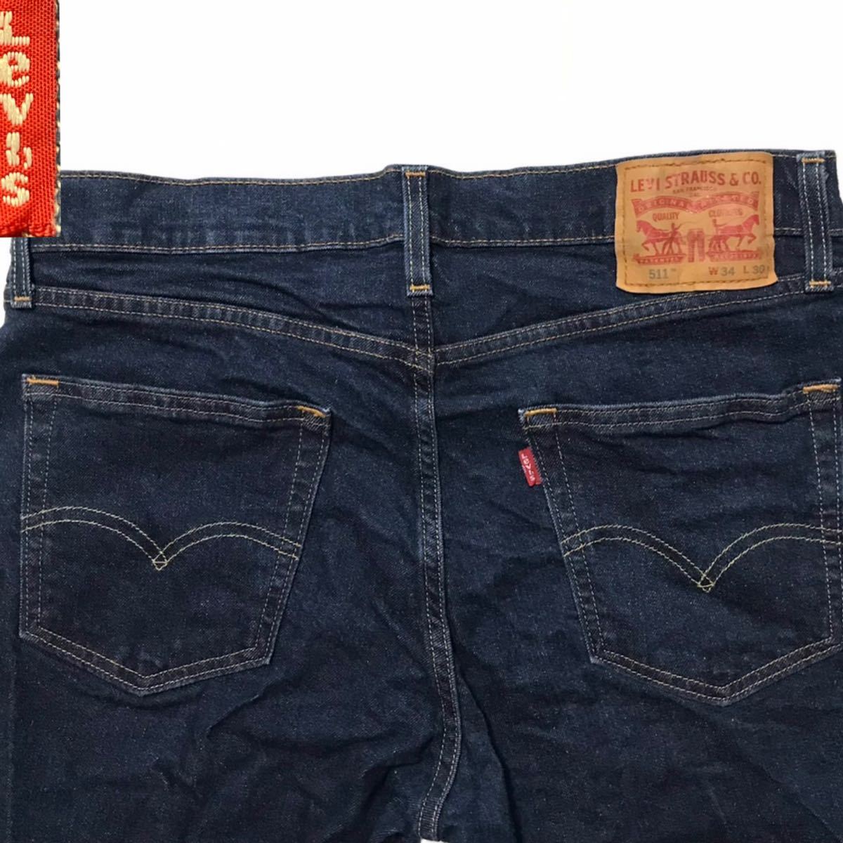 ハイブランドと合わせる 定番 Levi’s リーバイス511TM W34 メンズ ジーパン デニム ストレッチスリム １４５周年モデル 濃紺_画像1