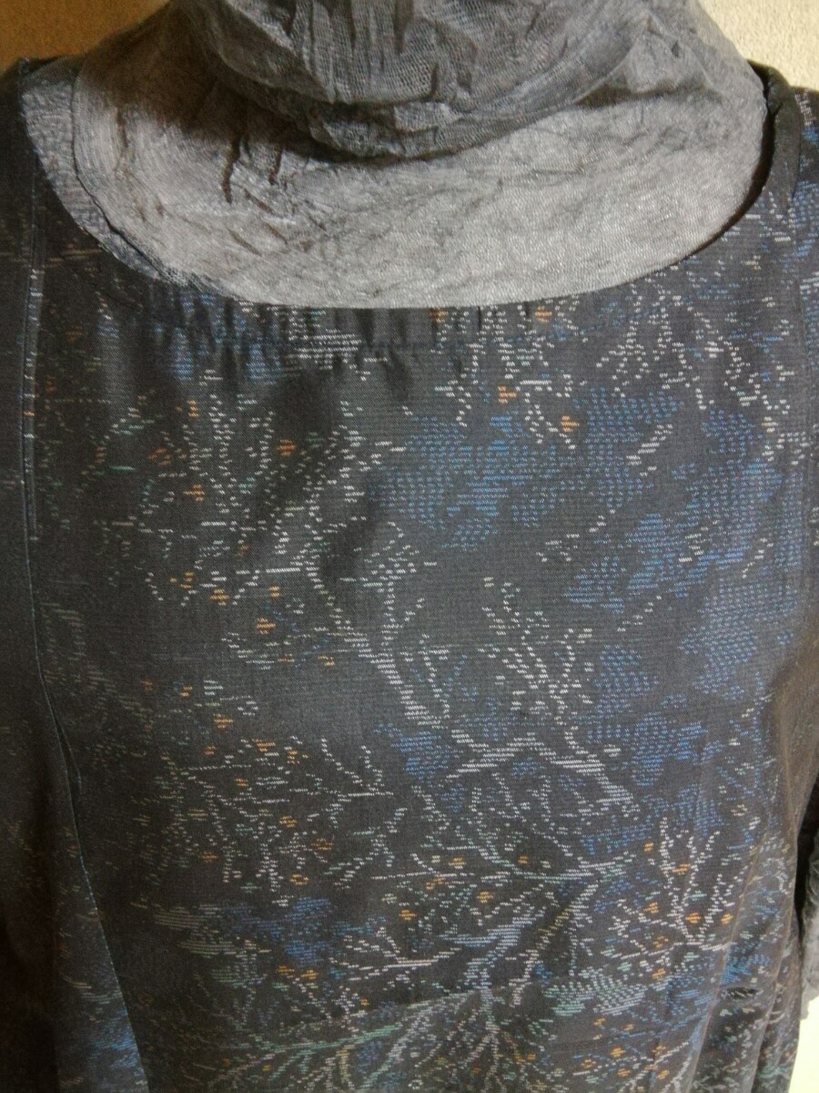 着物リメイク　大島紬ジャンパースカート　/ゆったりめ重ね着個性的古布ハンドメイド一点物_画像5