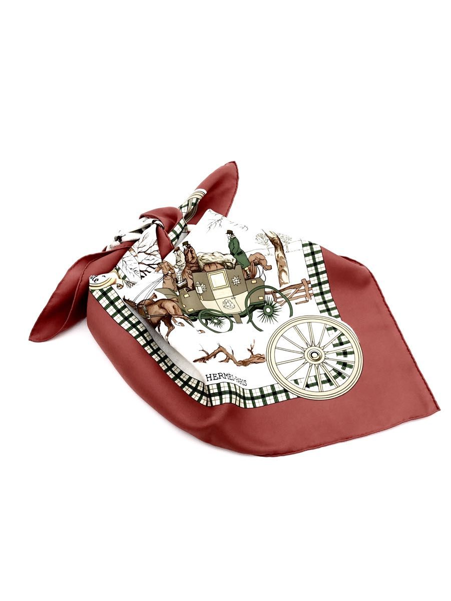 中古美品 エルメス HERMES カレ90 大判 シルク スカーフ 冬の 中古美品 エルメス HERMES カレ90 大判 シルク スカーフ 冬の