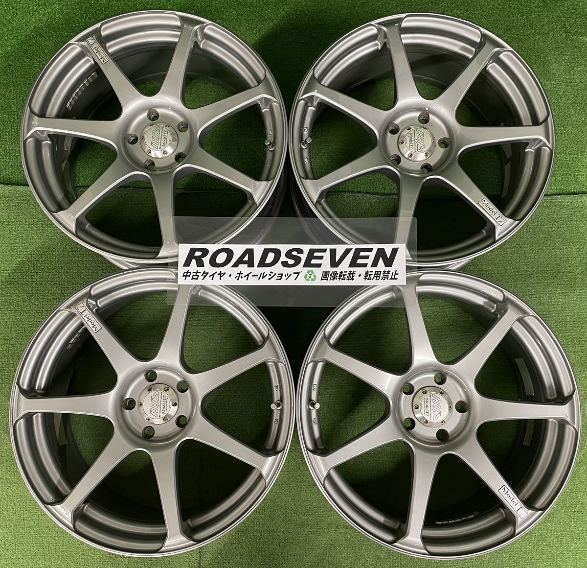 ★AVS モデルT7 Model T7 YOKOHAMA M.A.T 17インチ 17×7.5J +50 PCD100 5H ハブ:約73 4本Set アルミホイール 中古 ★傷有 ★送料無料_画像1