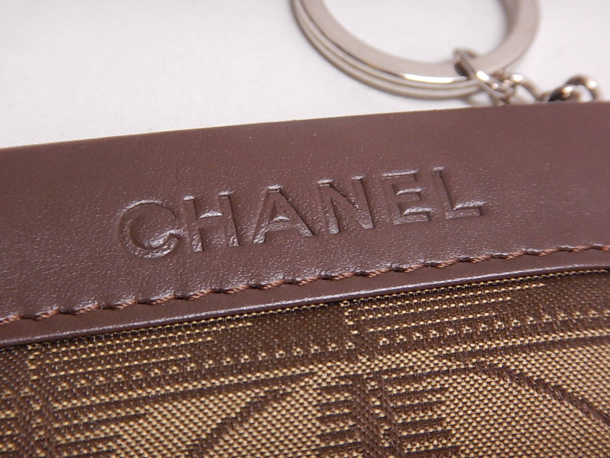 未使用■CHANEL シャネル CC ココマーク ニュートラベルライン キーリング付き コインケース キャンバス/レザー ブラウン レディース■_画像5